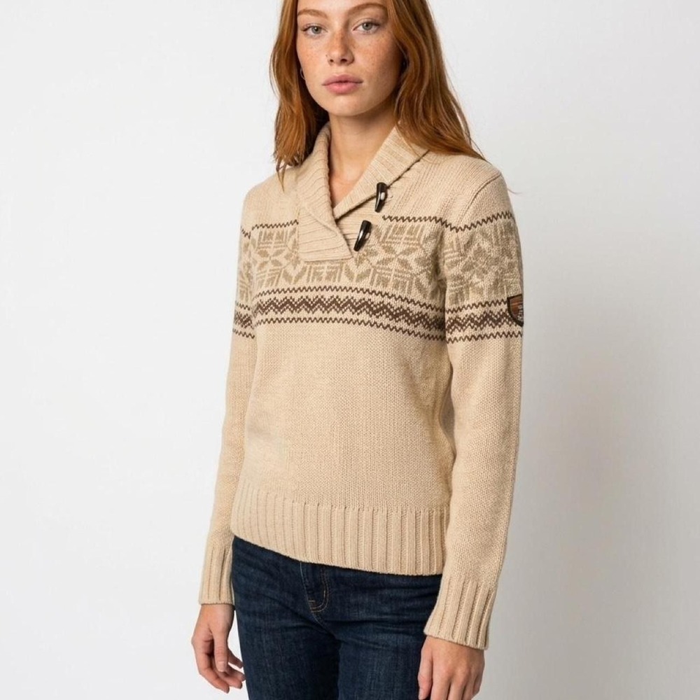 The North Face A5 Series Fair Isle Toggle Shawl Sweater.